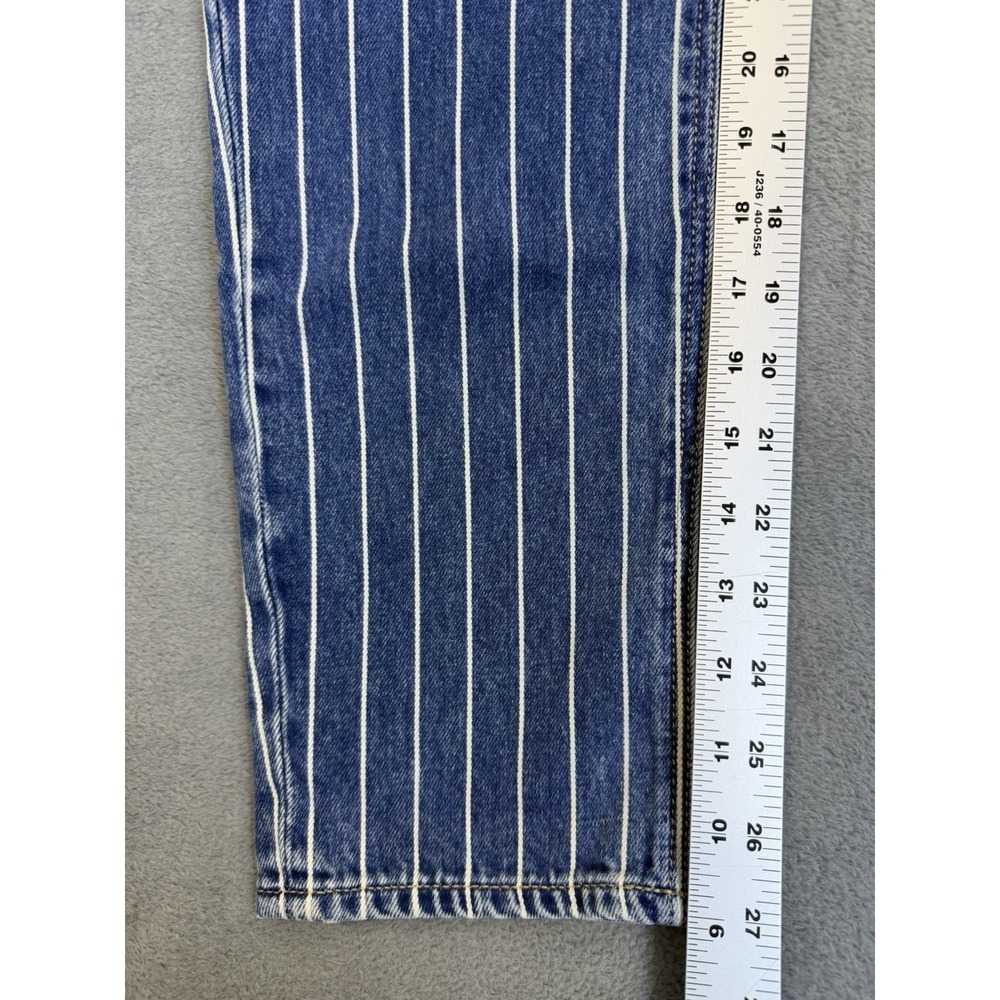 American Eagle Jeans Womens 4 Blue Light Wash Striped High Rise Mom Straight - Picture 5 of 10